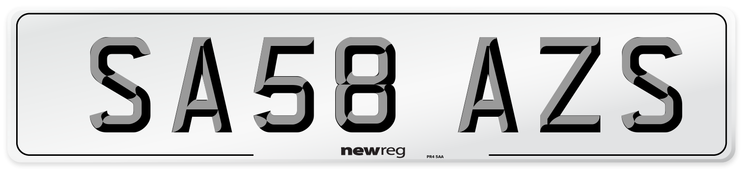 SA58 AZS Number Plate from New Reg